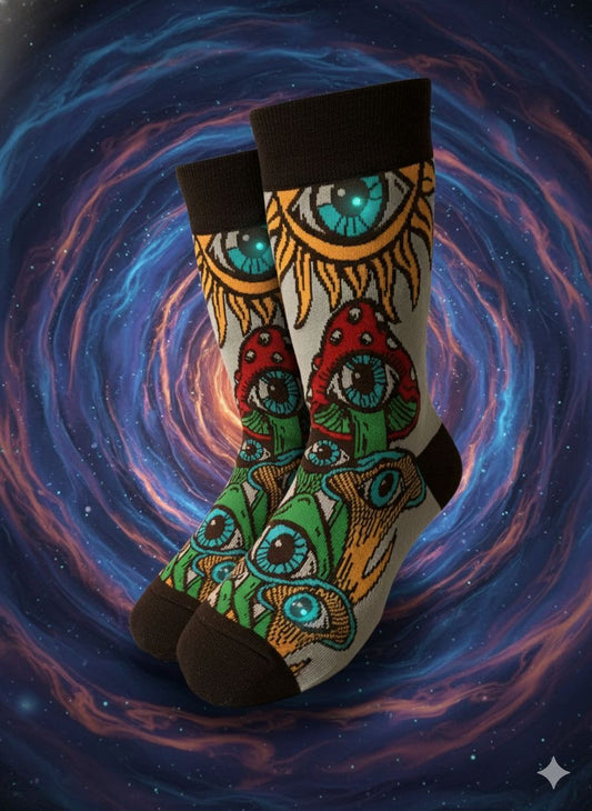 The Visionary Shroom Crew Socks – Step Into the Third Eye