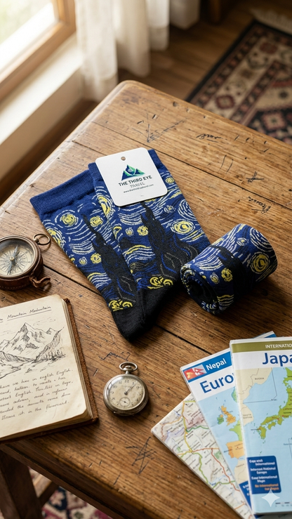 Starry Night Wanderer: Van Gogh Impressionist Socks
