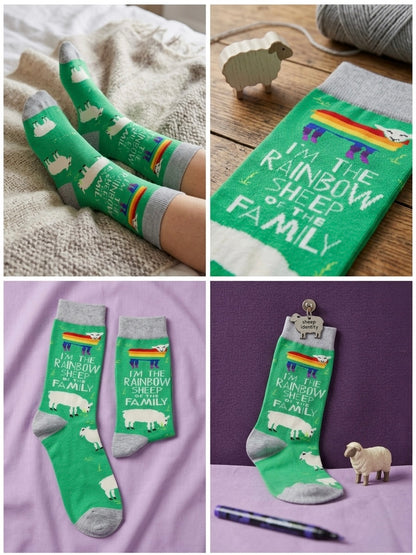 The "Rainbow Sheep" Cozy Crew Socks