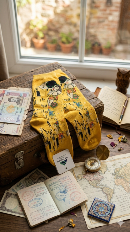 Klimt-Inspired Art Travel Socks