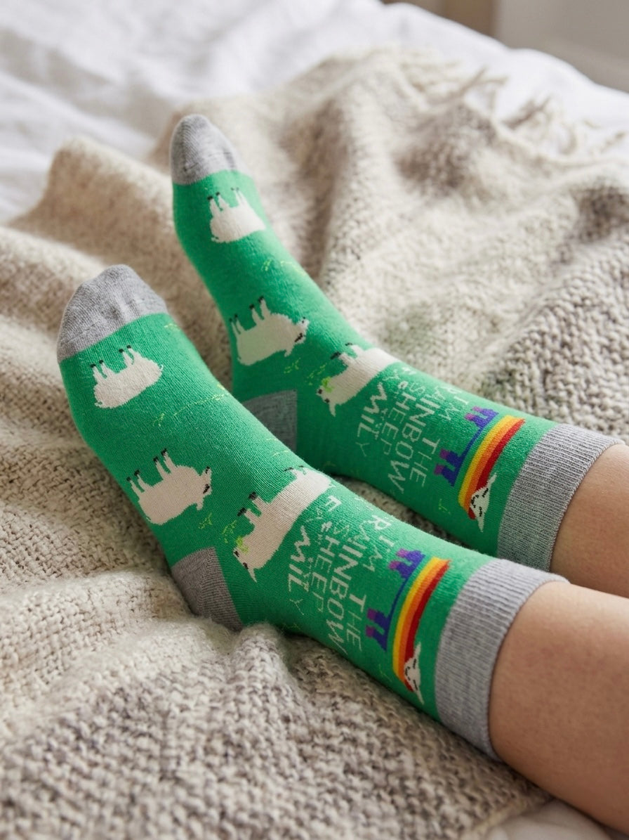The "Rainbow Sheep" Cozy Crew Socks
