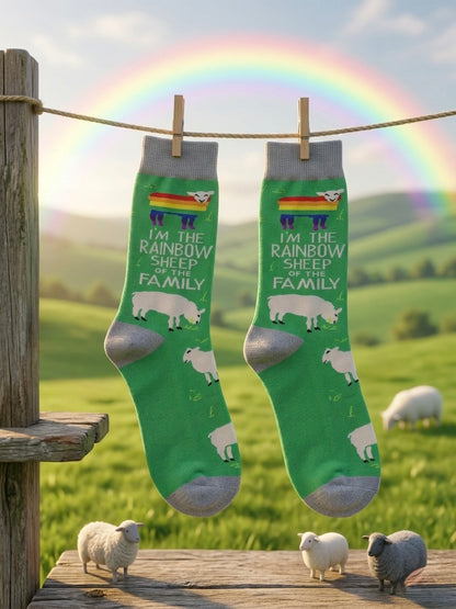 The "Rainbow Sheep" Cozy Crew Socks