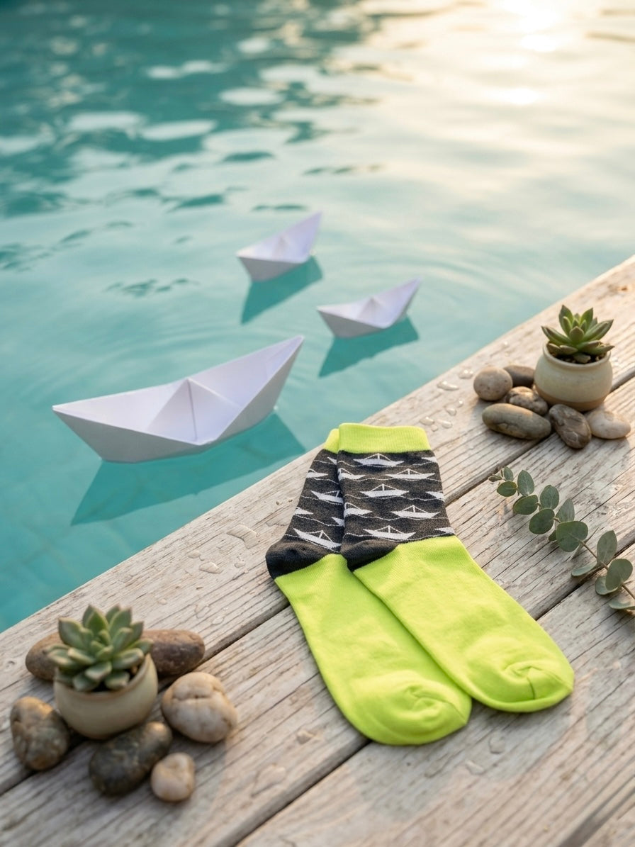 Paper Boat Wanderlust Socks – Neon Edition