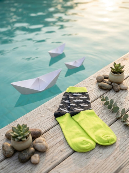 Paper Boat Wanderlust Socks – Neon Edition