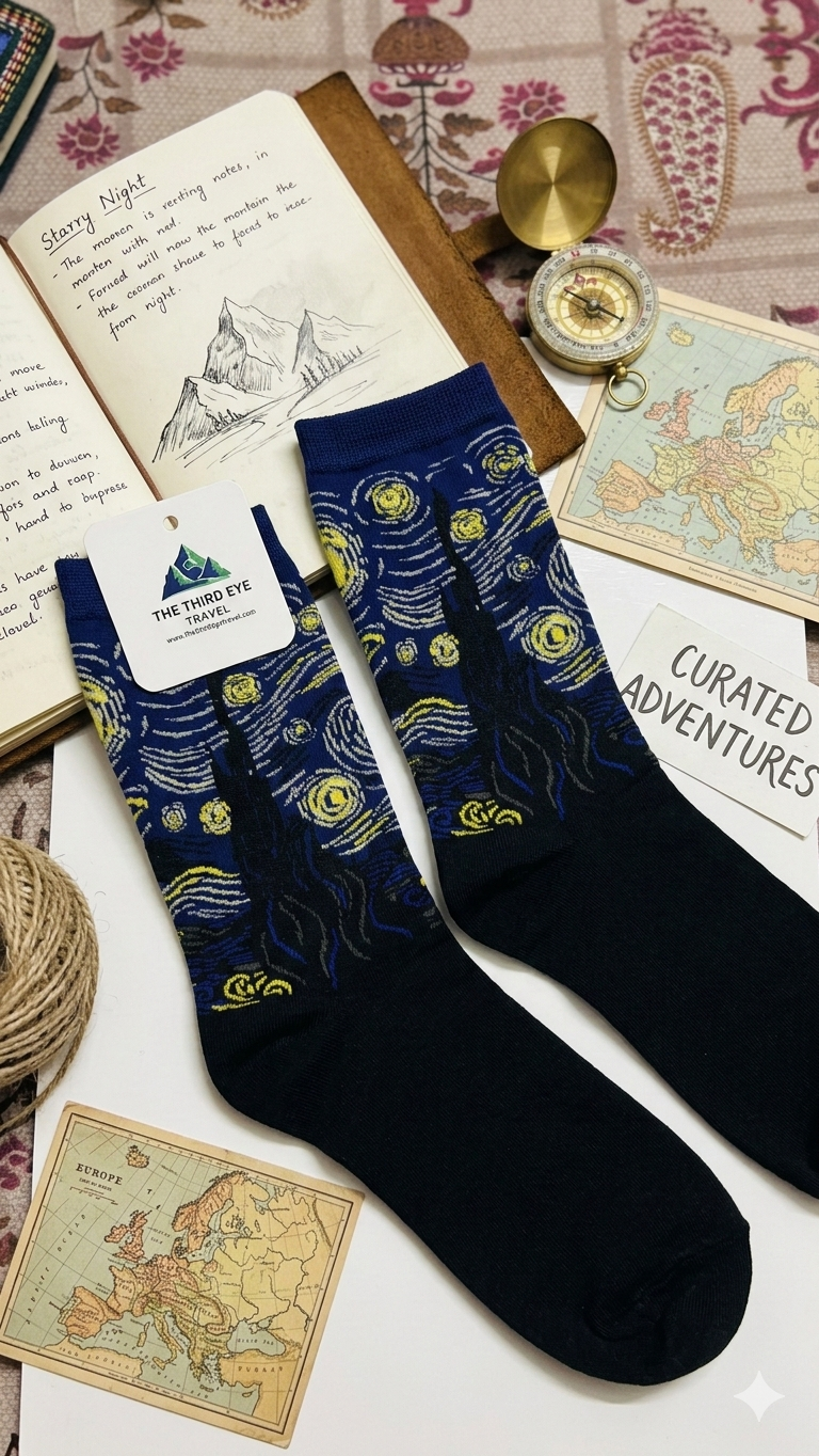 Starry Night Wanderer: Van Gogh Impressionist Socks