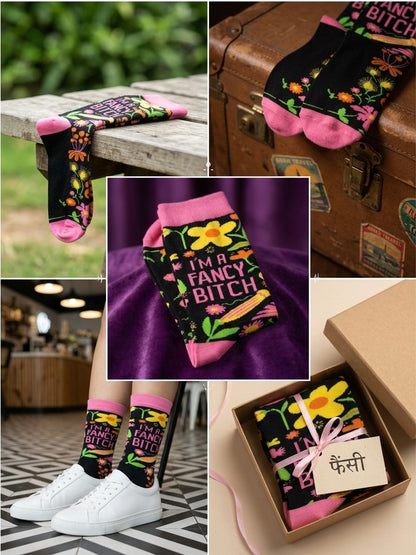 "Fancy Bitch" Floral Sock