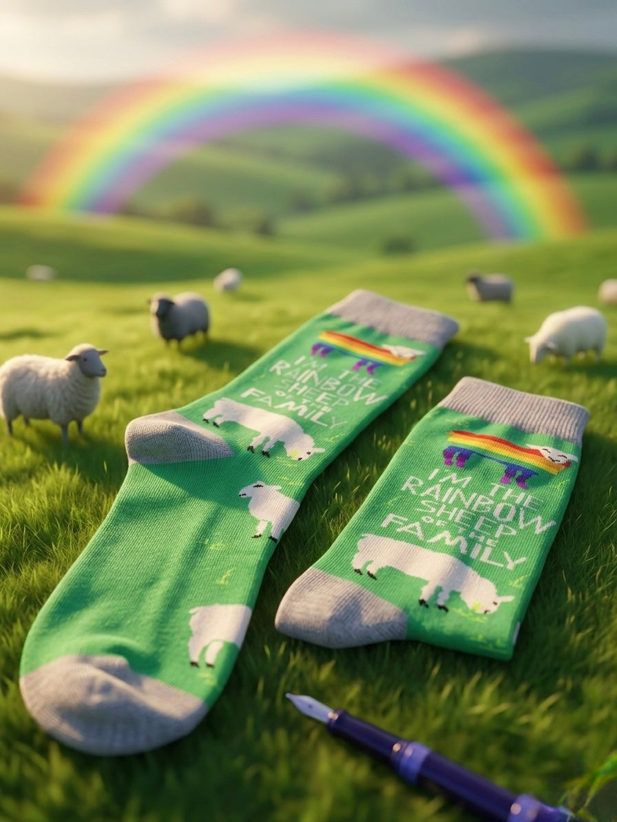 The "Rainbow Sheep" Cozy Crew Socks