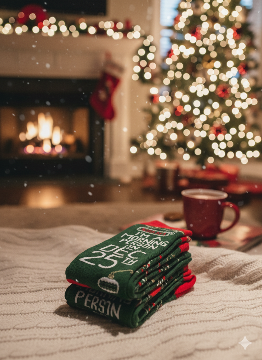 "I'M A MORNING PERSON ON DEC. 25TH"  SOCKS