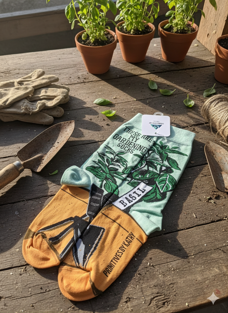 "These Are My Gardening Socks" - Basil Edition!