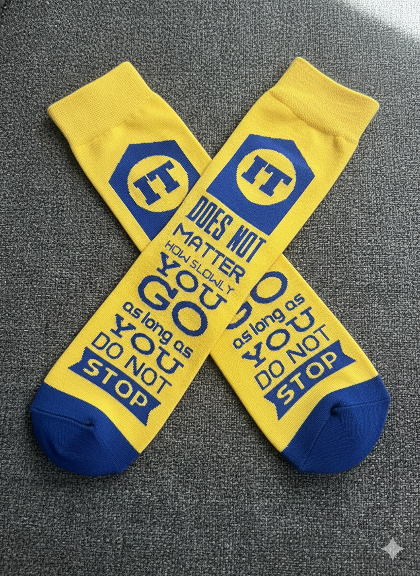 "Keep Going" IT Motivation Socks - Yellow & Blue