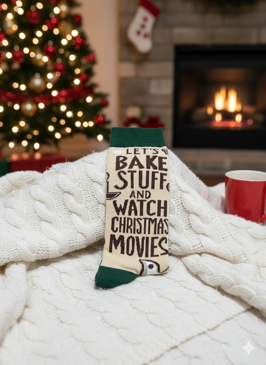 Christmas Socks "Let's Bake Stuff and Watch Christmas Movies"