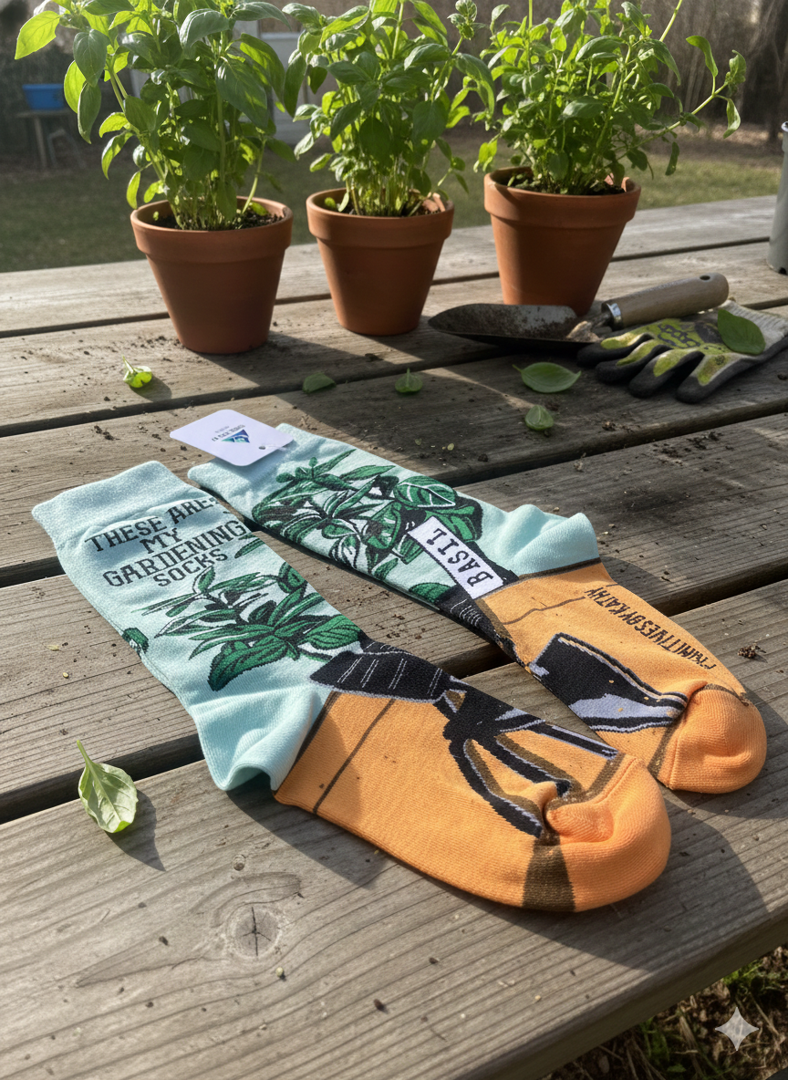 "These Are My Gardening Socks" - Basil Edition!