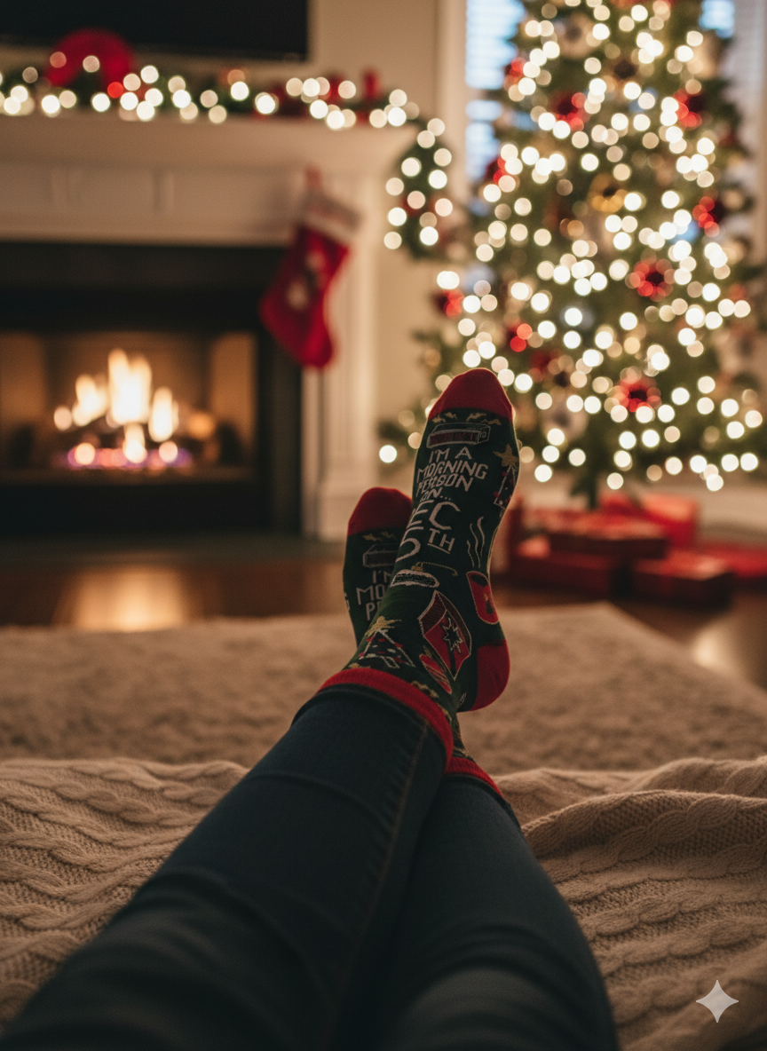 "I'M A MORNING PERSON ON DEC. 25TH"  SOCKS