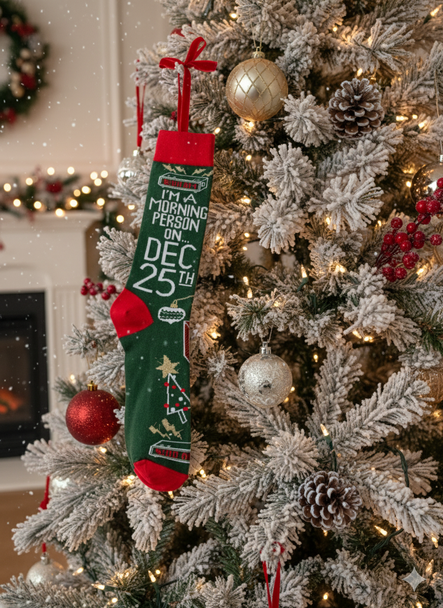 "I'M A MORNING PERSON ON DEC. 25TH"  SOCKS