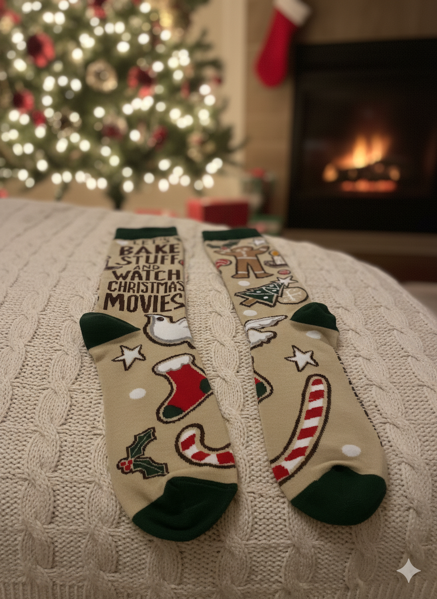 Christmas Socks "Let's Bake Stuff and Watch Christmas Movies"