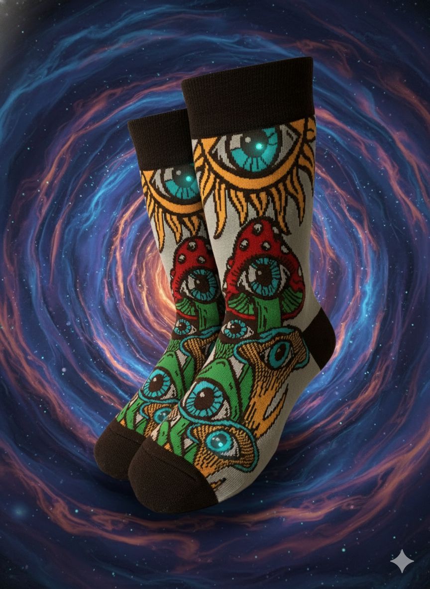 The Visionary Shroom Crew Socks – Step Into the Third Eye