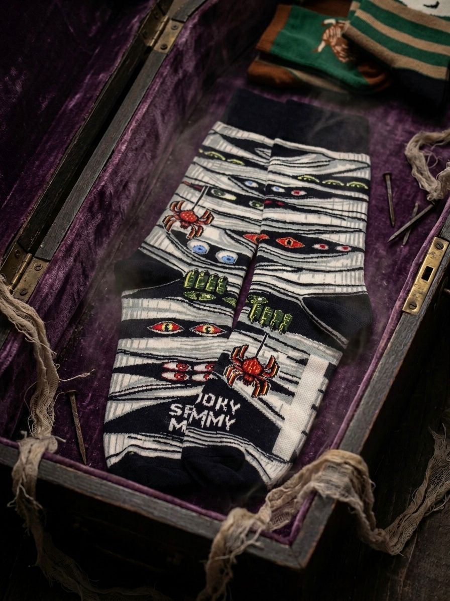 The "Unwrapped" Spooky Mummy Crew Socks