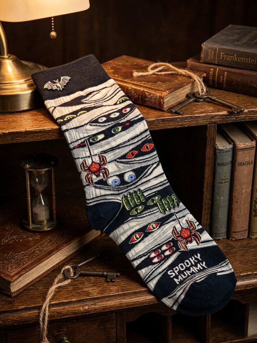 The "Unwrapped" Spooky Mummy Crew Socks