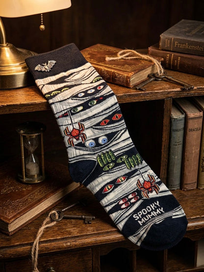 The "Unwrapped" Spooky Mummy Crew Socks