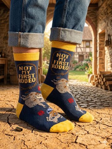 Gobi Gallop: 'Not My First Rodeo' Travel Crew Socks