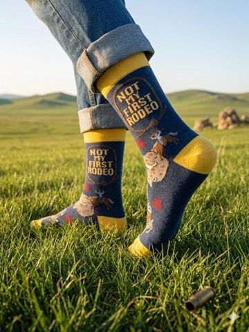 Gobi Gallop: 'Not My First Rodeo' Travel Crew Socks